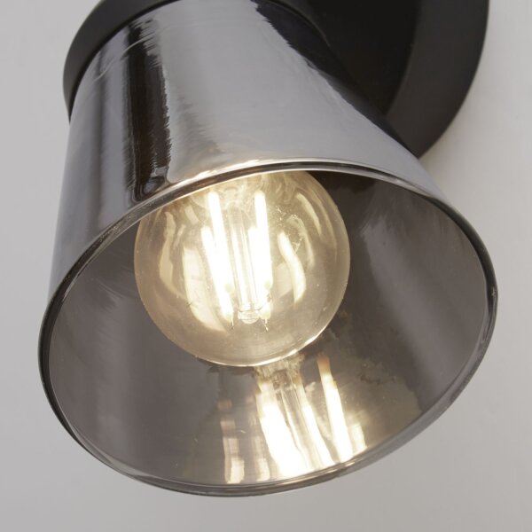 Wandlampe verstellbar Schwarz Rauchgrau E14 Glasschirm