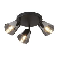 Deckenstrahler 3-flammig &Oslash; 42 cm Schwarz Rauchgrau E14
