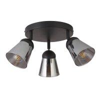 Deckenstrahler 3-flammig Ø 42 cm Schwarz Rauchgrau...