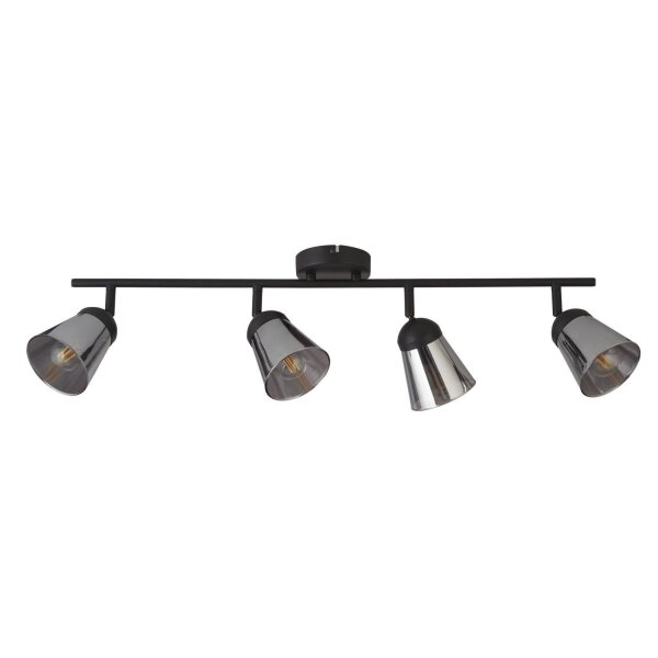 Deckenspot 4-flammig B: 83 cm Schwarz Rauchgrau E14