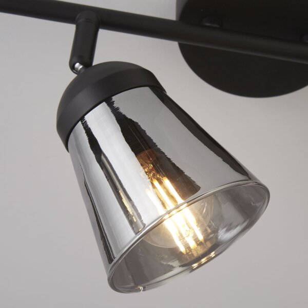 Deckenspot 4-flammig B: 83 cm Schwarz Rauchgrau E14