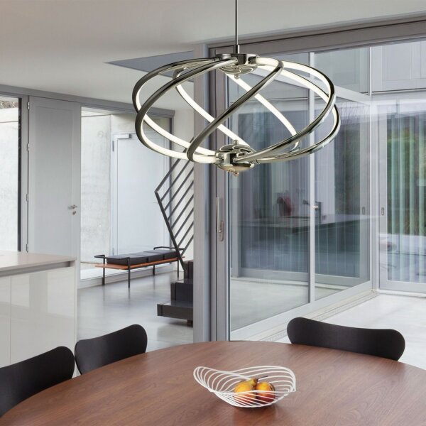 LED Lampe à suspendre métal D : 51 cm Chrome Blanc 3000 K 2417 lm