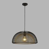 Hängeleuchte Metall E27 D: 45,5 cm in Schwarz Gold