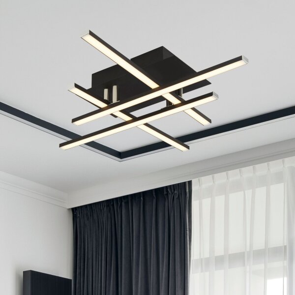 LED Deckenlampe 3000 K warmweiß Schwarz matt Chrom