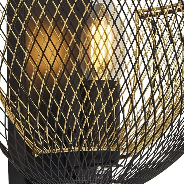 Wandleuchte in Schwarz Gold E14 Metall mit Schalter