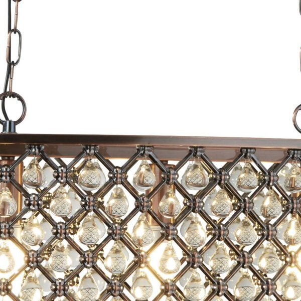 Lampe à suspendre cristal L : 60 cm 3x E14 en cuivre antique