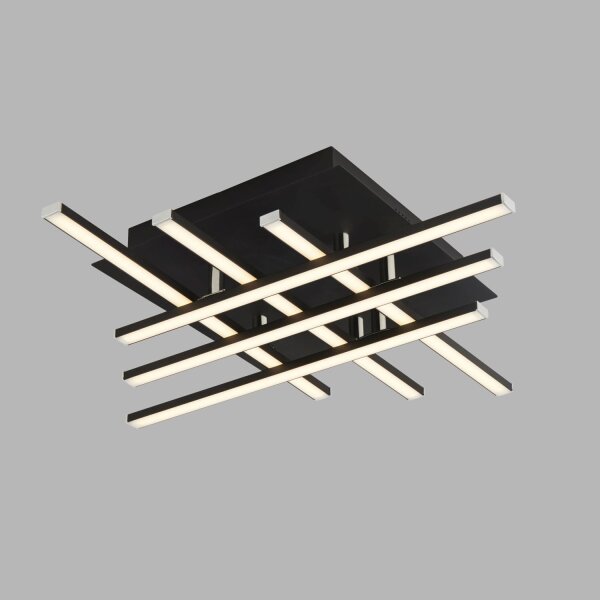 Plafonnier LED Métal L : 45,5 cm Noir Chrome 3000 K