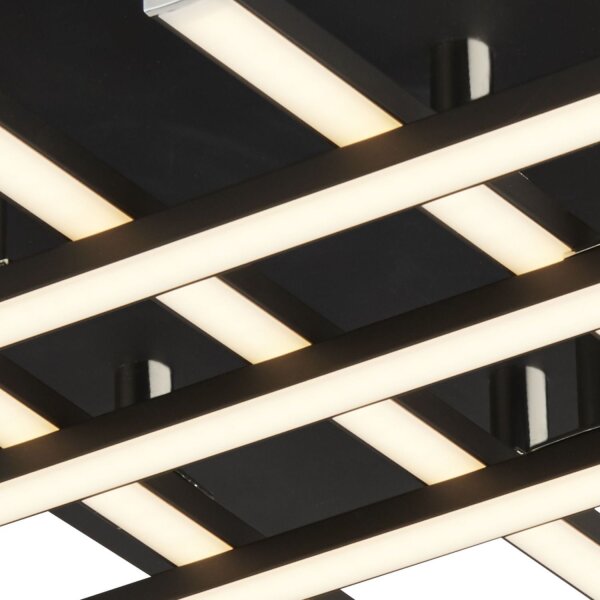 Plafonnier LED Métal L : 45,5 cm Noir Chrome 3000 K