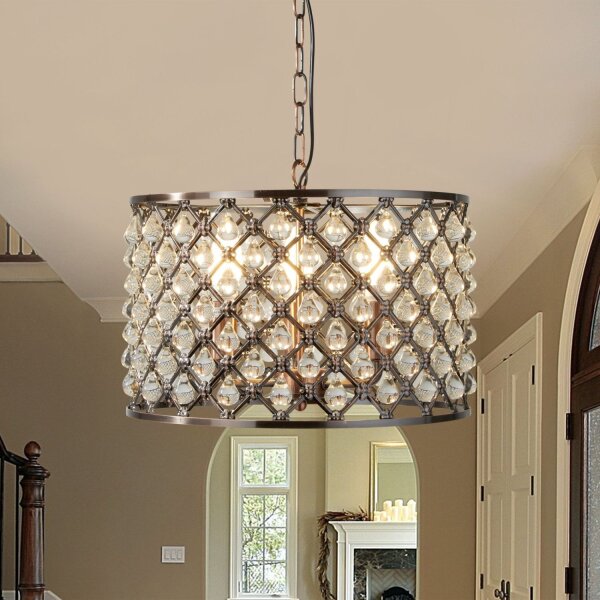 Pendelleuchte Kristall Ø 38 cm 3x E14 in Kupfer antik