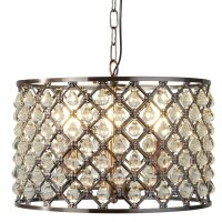 Suspension cristal Ø 38 cm 3x E14 en cuivre antique