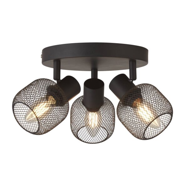 Deckenstrahler 3-flammig Schwarz E14 D: 36 cm Metall