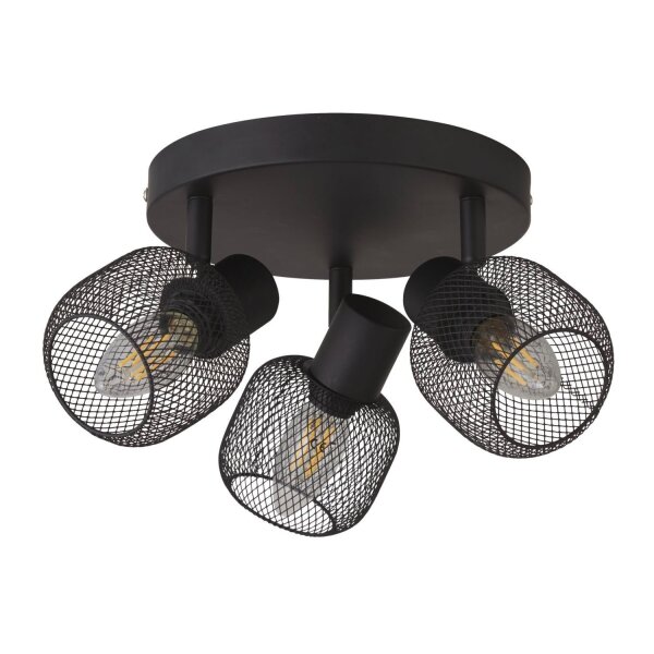 Deckenstrahler 3-flammig Schwarz E14 D: 36 cm Metall