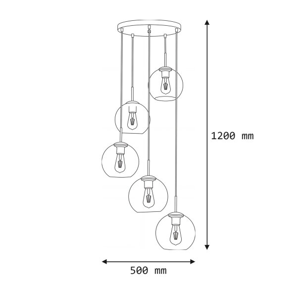Hängeleuchte Glas Ø 50 cm 5-flammig E27 Bunt Chrom