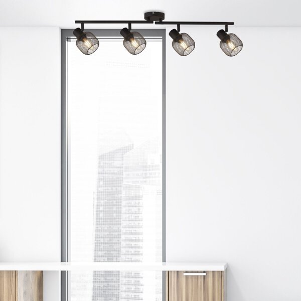 Deckenspot 4-flammig E14 Schwarz Metall Retro Design