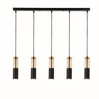 Suspension à 5 flammes L : 93,5 cm Noir Ambre GU10