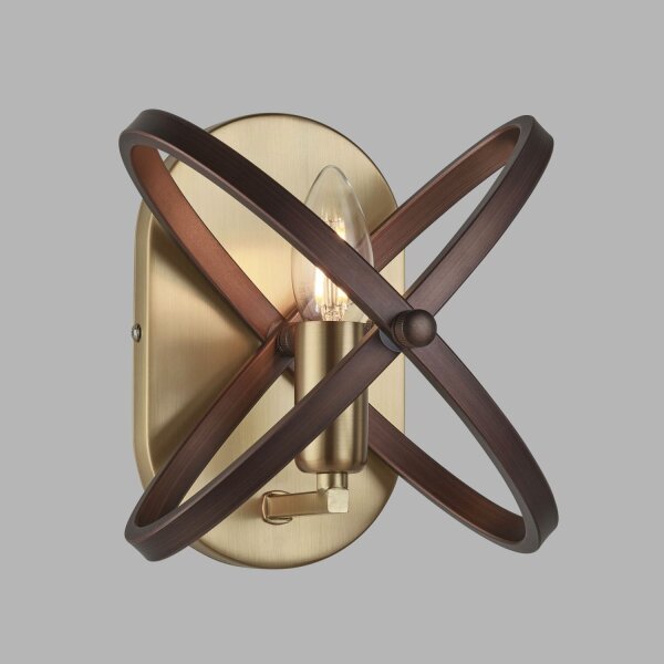 Applique Rustikal L : 23 cm petit métal en bronze brun