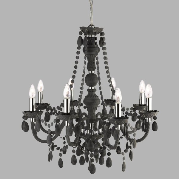 Lustre Gris Ø 74 cm verre cristal 8x E14