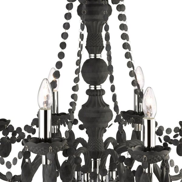 Lustre Gris Ø 74 cm verre cristal 8x E14