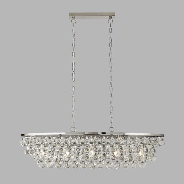 Hängeleuchte Kristall Metall B: 92 cm 5x E27 Chrom