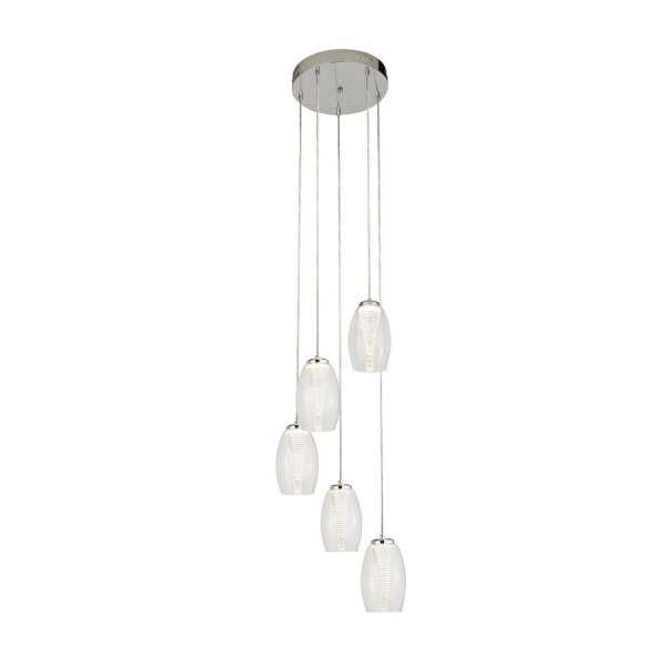 LED Hängelampe Glas 5-flammig H: max. 150 cm verstellbar
