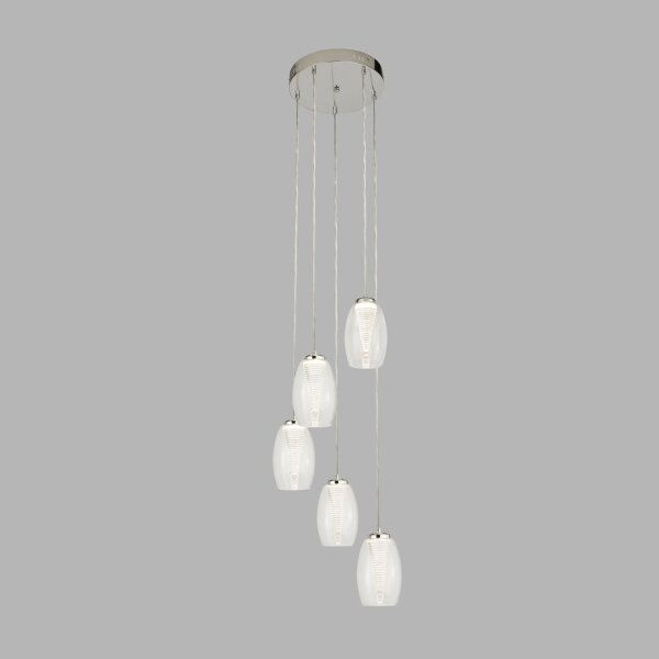 LED Hängelampe Glas 5-flammig H: max. 150 cm verstellbar