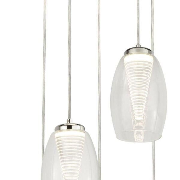 LED Hängelampe Glas 5-flammig H: max. 150 cm verstellbar