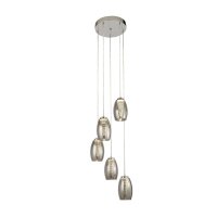 LED Pendelleuchte Rauchglas 5-flammig h&ouml;henverstellbar