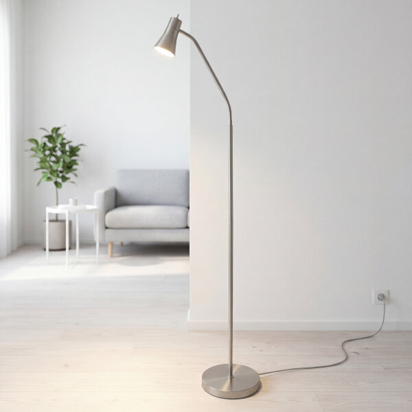 Lampadaire en métal 133-167 cm réglable en argent GU10