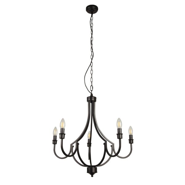 Kronleuchter Rustikal Schwarz Ø 65 cm Metall 5x E14