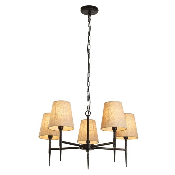 Kronleuchter 5-flammig Ø 66 cm Rustikal E14 Schwarz Creme