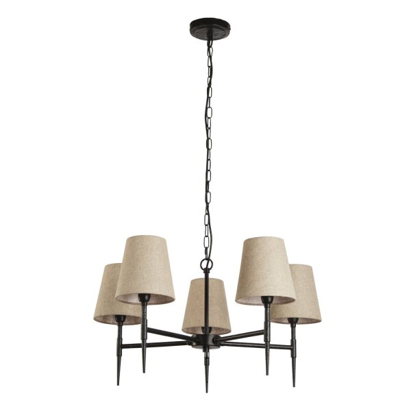 Kronleuchter 5-flammig Ø 66 cm Rustikal E14 Schwarz Creme