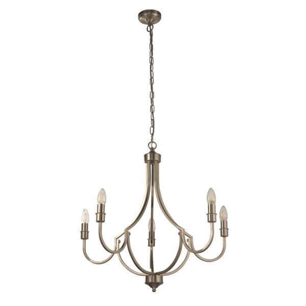 Kronleuchter Metall Rustikal Ø 65 cm in Silber 5-armig E14