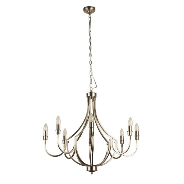 Lustre Rustikal Ø 75 cm en argent mat 8x E14