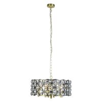 Pendelleuchte Kristall &Oslash; 48 cm rund 5x E14 Messing Schwarz