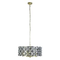 Suspension cristal Ø 48 cm rond 5x E14 laiton noir