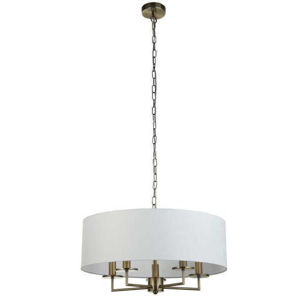Lampe à suspendre tissu métal Ø 55 cm 5x E14 en laiton antique blanc