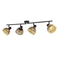 Spot de plafond Noir Naturel L : 94 cm 4x E14 Bois...