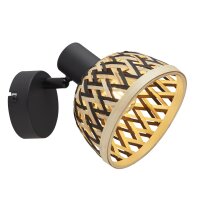 Applique murale ajustable E14 Noir Naturel Bambou...