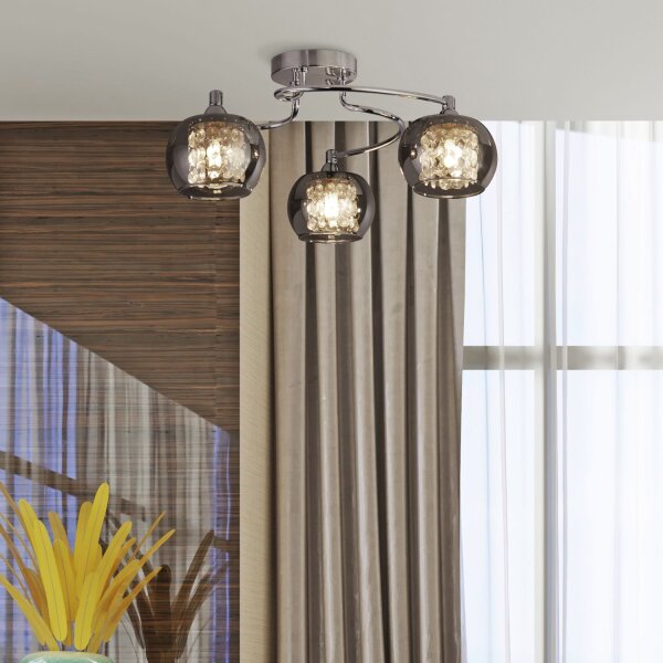 Deckenlampe 3-flammig G9 Rauchglas Metall