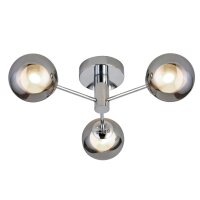 Plafonnier 3 flammes chrome gris fumé G9 verre...