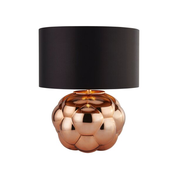 Lampe de table verre tissu H : 43,5 cm en cuivre noir E27