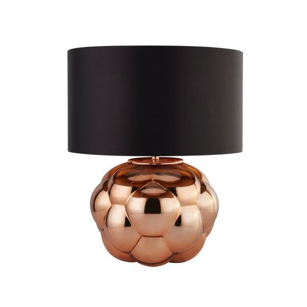 Lampe de table verre tissu H : 43,5 cm en cuivre noir E27