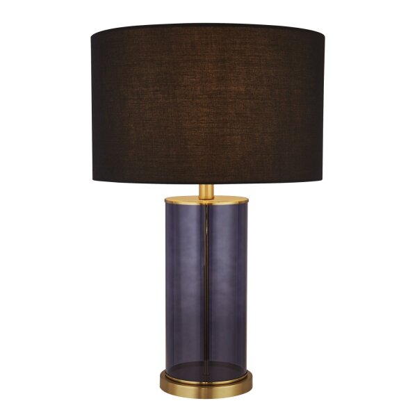 Tischleuchte Stoff Glas Blau Schwarz Gold E27 52,5 cm hoch