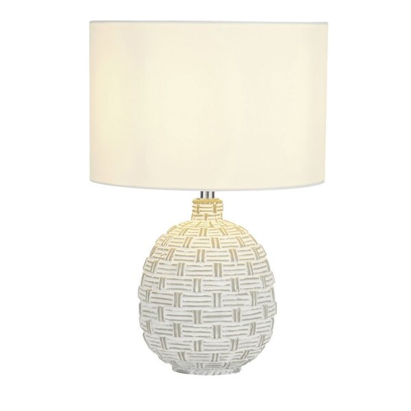 Nachttischlampe E14 36,5 cm D: 25 cm Weiß Stoff Keramik