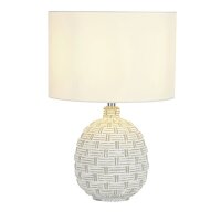 Nachttischlampe E14 36,5 cm D: 25 cm Weiß Stoff...