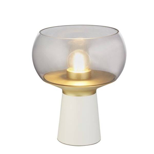 Tischlampe E27 28 cm Ø 24 cm in Weiß Rauchgrau Messing