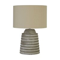 Tischleuchte Beton Stoff 43 cm Ø 30 cm Grau E14...