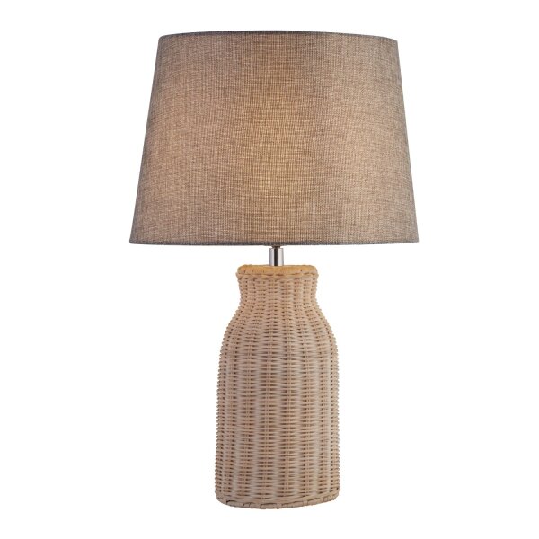Lampe de table rotin lin 48 cm de haut E14 Gris Naturel Boho