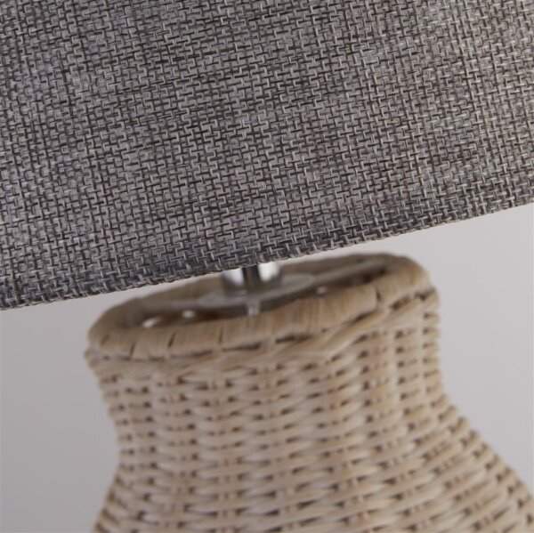 Lampe de table rotin lin 48 cm de haut E14 Gris Naturel Boho