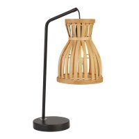 Tischleuchte 45 cm Schwarz Natur E14 Bambus Metall
